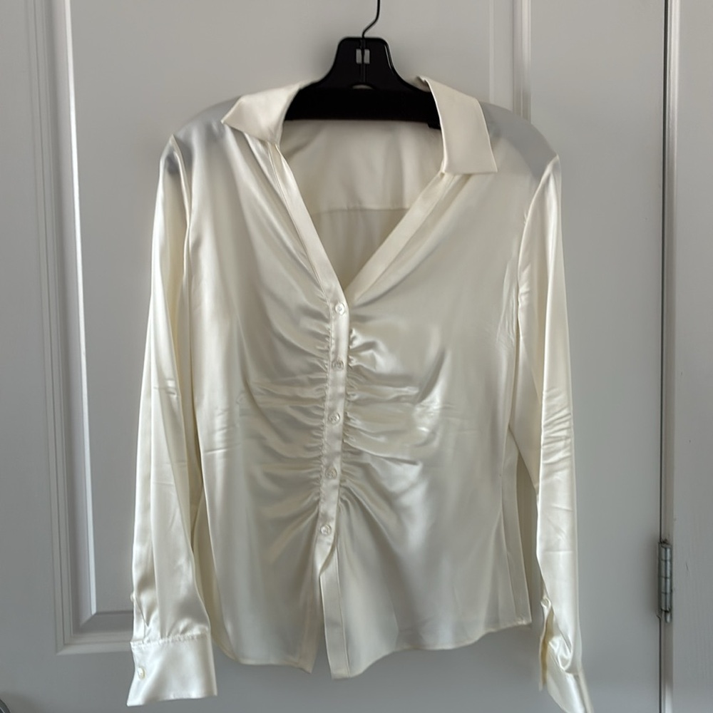 Theory Ivory Silk Blouse size M